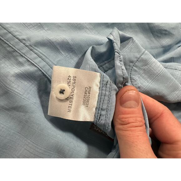 Simms Pearlsnap Fishing Shirt Light Blue Vented Breathable Size Small - Picture 6 of 11